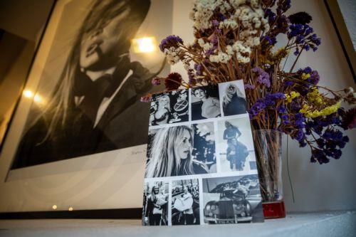 epa12692479 Photographic prints of French actress Brigitte Bardot on display at the 'Galerie de l'Instant' for the exhibition 'Et Dieu Crea Bardot' (And God created Bardot) in Paris, France, 30 January 2026.  EPA/CHRISTOPHE PETIT TESSON