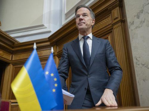 epa12702059 North Atlantic Treaty Organization (NATO) Secretary General Mark Rutte addresses lawmakers in the Ukrainian Parliament in Kyiv, Ukraine, 03 February 2026, amid the Russian invasion.  EPA/ANDRII NESTERENKO