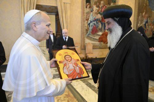 epa12706323 A handout picture provided by the Vatican Media shows Pope Leo XIV during an audience with young priests and monks from the Eastern Orthodox Churches in Vatican City, 05 February 2026.  EPA/VATICAN MEDIA HANDOUT HANDOUT EDITORIAL USE ONLY/NO SALES