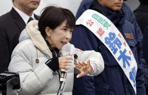epa12711692 Japanese Prime Minister and leader of the ruling Liberal Democratic Party (LDP) Sanae Takaichi (C) delivers a speech in support of a local candidate at an election campaign rally in Tokyo, Japan, 07 February 2026, the last day of the campaign for Japan’s general elections. Japanese voters are set to go to the polls on 08 February 2026 in the...