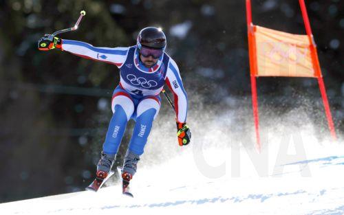 epa12711850 Maxence Muzaton of France competes in the Men's Downhill of the Alpine Skiing competition, at the Milano Cortina 2026 Winter Olympic Games, Stelvio ski centre in Bormio, Italy, 07 February 2026.  EPA/GUILLAUME HORCAJUELO