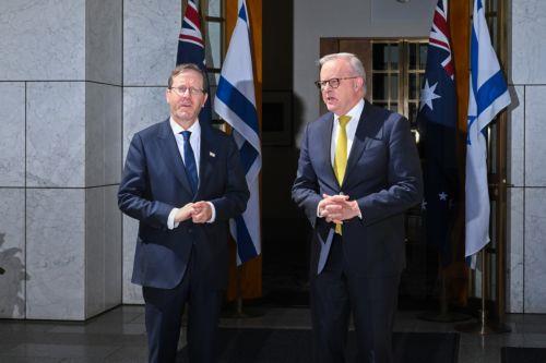 epa12725830 Israel’s President Isaac Herzog (L) meets with Australia’s Prime Minister Anthony Albanese (R) at Parliament House in Canberra, Australia, 11 February 2026.  EPA/MICK TSIKAS AUSTRALIA AND NEW ZEALAND OUT