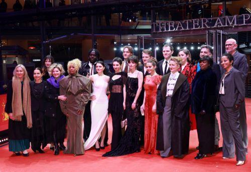epa12747481 Berlinale Festival Director Tricia Tuttle (Front, 3-R) poses with the European Shooting Stars laureates on the red carpet as they attend the 76th Berlin International Film Festival, in Berlin, Germany, 16 February 2026. The 76th Berlinale runs from 12 to 22 February 2026.  EPA/CLEMENS BILAN