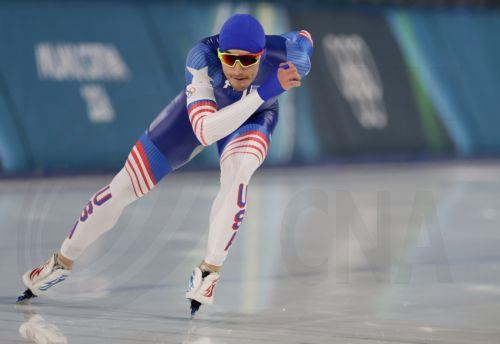 epa12757968 Emery Lehman of USA competes in the Men's 1500m of the Speed Skating competitions at the Milano Cortina 2026 Winter Olympic Games, in Milan, Italy, 19 February 2026.  EPA/ROBERT GHEMENT