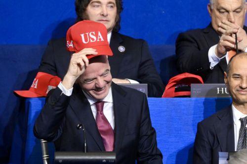 epa12758461 Gianni Infantino (L- front) president of FIFA attends the Board of Peace meeting at the Donald J. Trump U.S. Institute of Peace in Washington, USA, 19 February 2026. Established by Donald Trump and led by the government of the United States, the Board of Peace (BoP) is a body tasked with overseeing the processes of the Gaza peace plan. ...