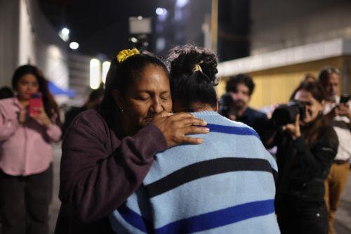 epa12760485 People embrace each other upon learning of the approval of the amnesty law for political prisoners in front of the Bolivarian National Police (PNB) headquarters known as Zone 7, in Caracas, Venezuela, 19 February 2026. Relatives of Venezuela's political prisoners celebrated the approval of the amnesty law, which pardons cases from 2002 to 2025....