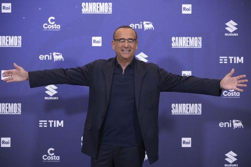 epa12773142 Sanremo Festival host and artistic director Carlo Conti poses during a photocall at the 76th edition of the Sanremo Italian Song Festival in Sanremo, Italy, 24 February 2026. The music festival will run from 24 to 28 February 2026.  EPA/RICCARDO ANTIMIANI