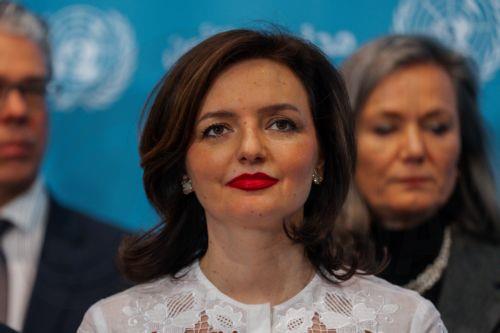 epa12774569 Ukraine's Deputy Foreign Minister Mariana Betsa speaks during a United Nations (UN) Security Council meeting on peace and security marking the fourth anniversary of Russia's full-scale invasion in New York, New York, USA, 24 February 2026. Four years of war have left hundreds of thousands dead, displaced more than six million Ukrainians and...