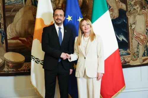 Ο Πρόεδρος της Δημοκρατίας κ. Νίκος Χριστοδουλίδης σε συνάντηση με την Πρωθυπουργό της Ιταλίας κα Giorgia Meloni.