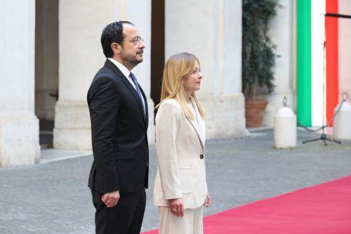 Ο Πρόεδρος της Δημοκρατίας κ. Νίκος Χριστοδουλίδης σε συνάντηση με την Πρωθυπουργό της Ιταλίας κα Giorgia Meloni.