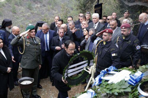 Ο Πρόεδρος της Δημοκρατίας κ. Νίκος Χριστοδουλίδης στο ετήσιο εθνικό μνημόσυνο του ήρωα της ΕΟΚΑ Γρηγόρη Αυξεντίου.
