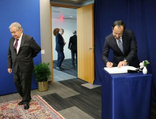 President expresses appreciation for Guterres efforts for Cyprus reunification in UN Visitors Book