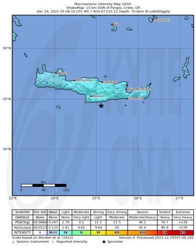 Ισχυρός σεισμός 6,1 βαθμών της κλίμακας Ρίχτερ στην Κρήτη