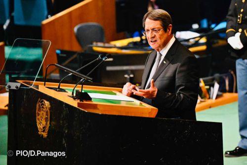 الرئيس اناستاسياديس أمام الجمعية العامة: الأمم المتحدة تتبنى موقفاً متساوياً بين الأطراف حتى عندما يكون هناك انتهاك للقرارات