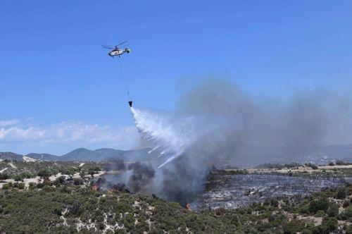Επίγειες και εναέριες δυνάμεις στη μάχη για κατάσβεση πυρκαγιάς στην Πελαθούσα