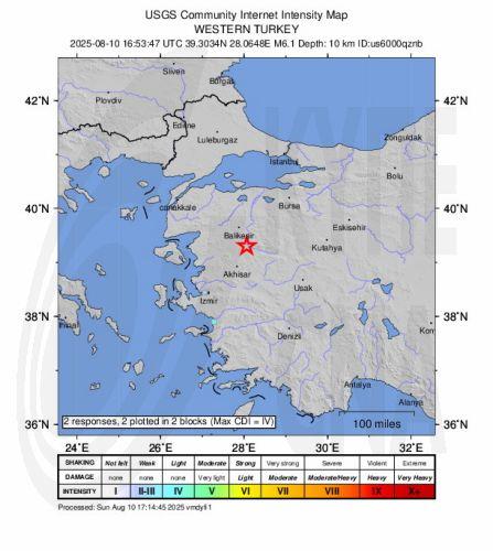 Τριπλή σεισμική δόνηση με επίκεντρο την επαρχία Μπαλίκεσιρ στην Τουρκία